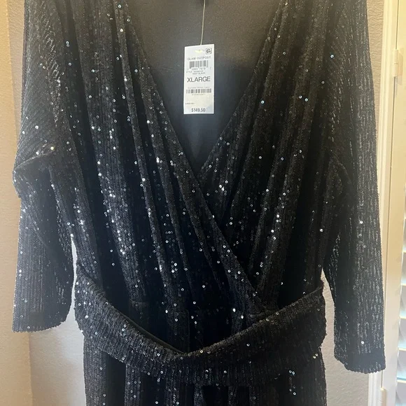 INC International Concepts Black Sequin Jumpsuit. NWT. Excellent condition. - Picture 11 of 13